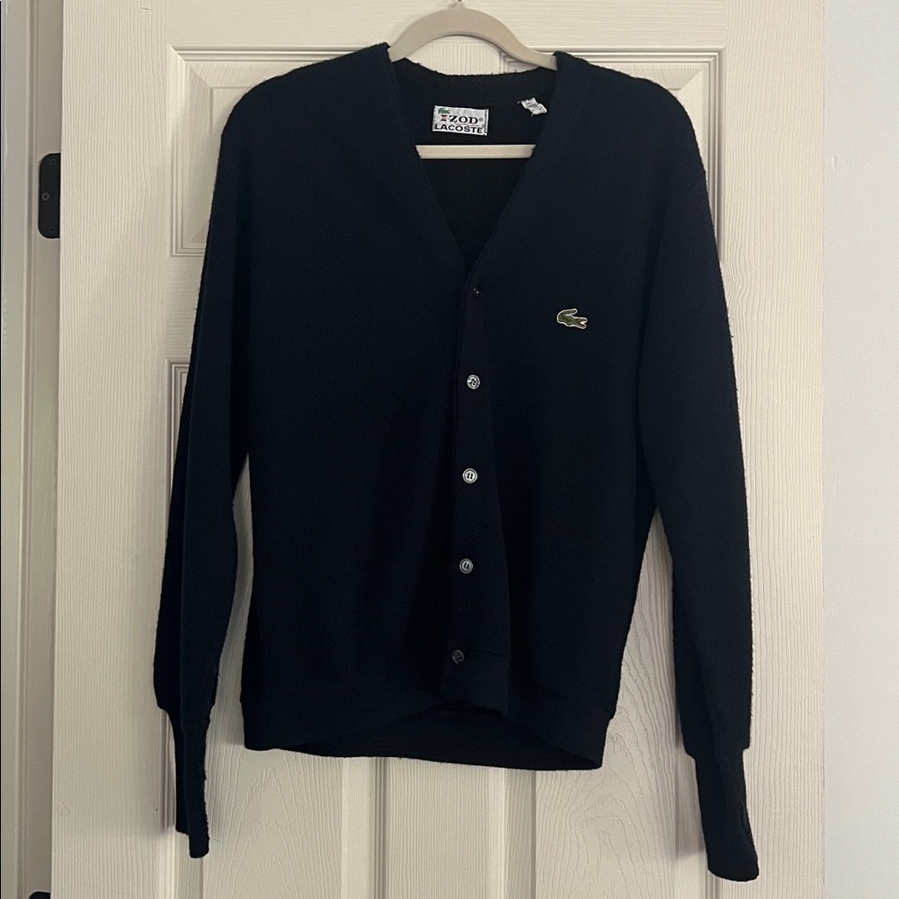 Lacoste Izod Men's Navy Cardigan Sweater Vintage Medium